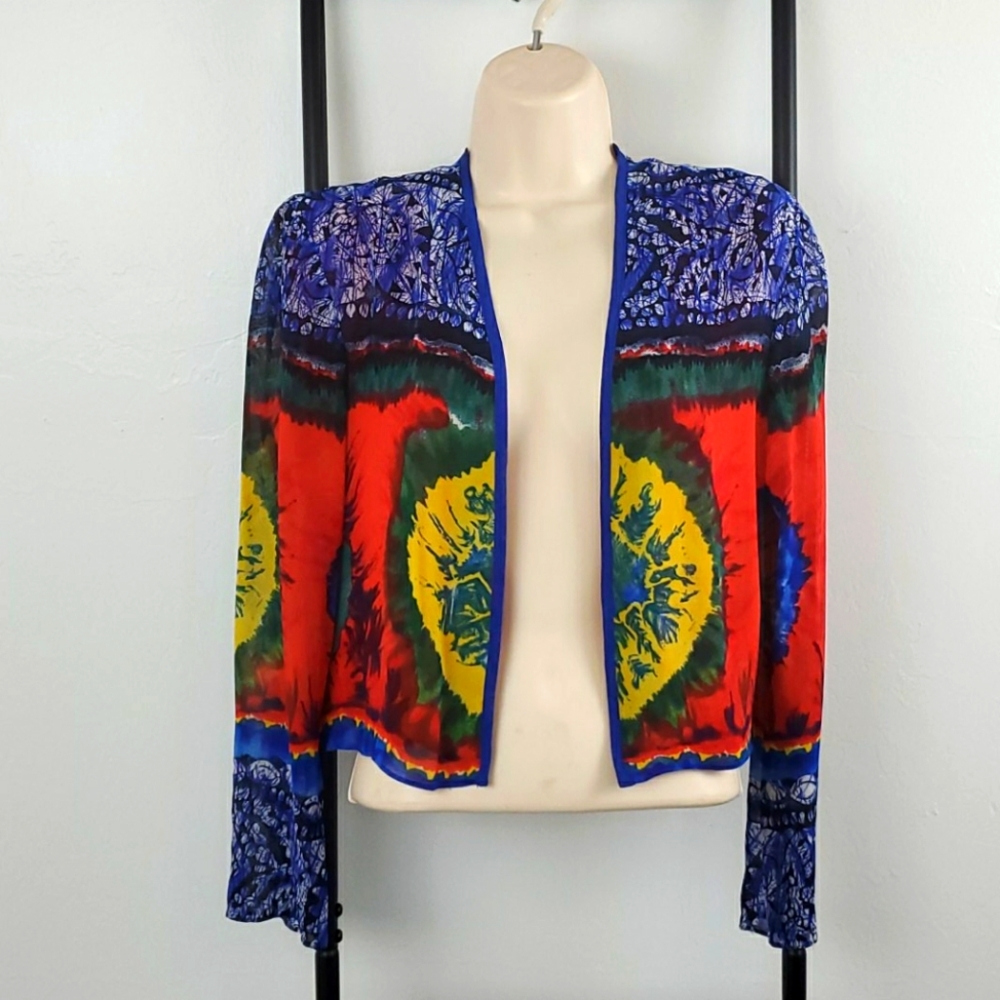Vintage Dorothy Schoelen Platinum Petites Open Front Cardigan Boho Y2K
